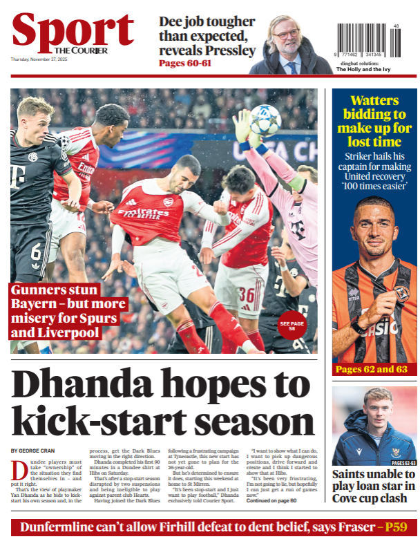 The back page of the Courier on 271125