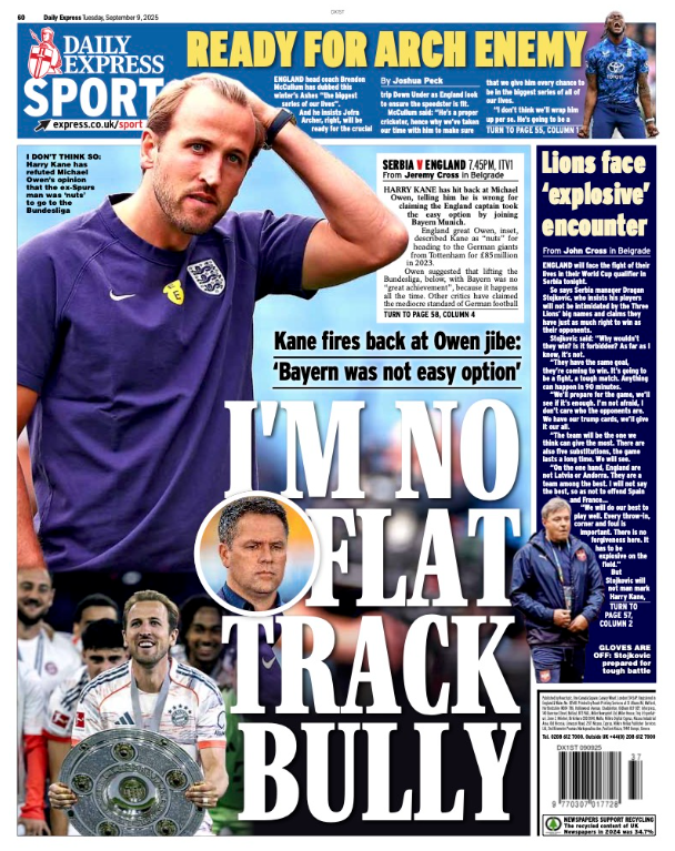 The back page of the Express