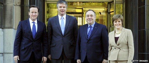 David Cameron, Michael Moore, Alex Salmond and Nicola Sturgeon