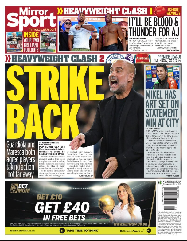 Back page of the Mirror