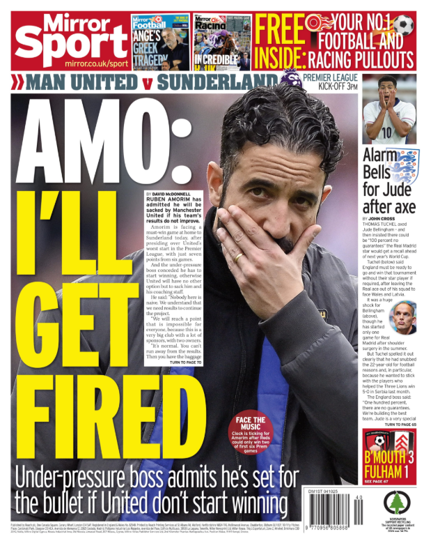 The back page of the Mirror