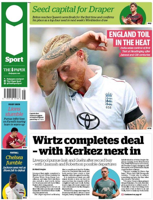 The back page of The i Paper