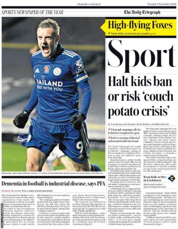 Tuesday's Daily Telegraph