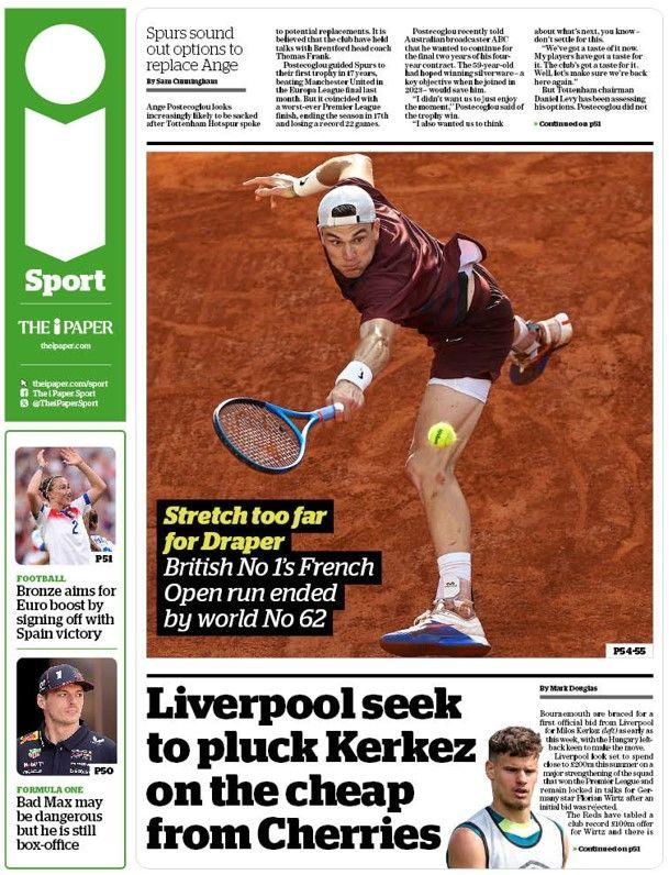 The back page of The i Paper