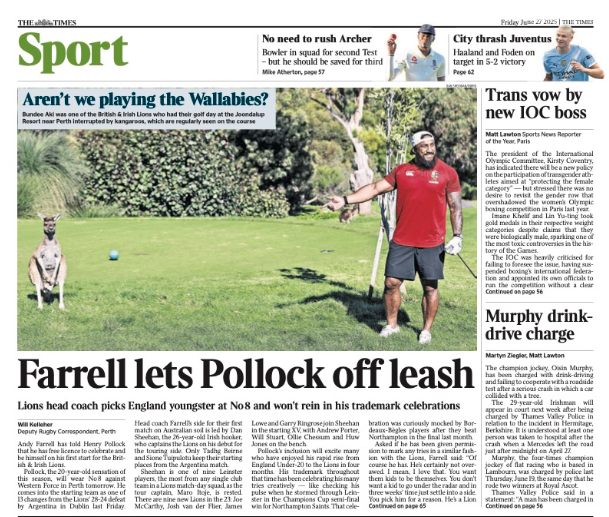 The back page of the Times