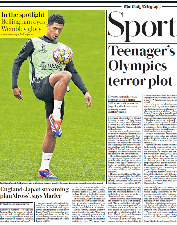 Telegraph back page