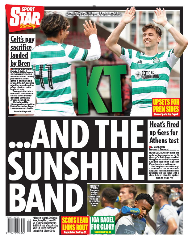 Daily Start Scotland back page on Sunday 13 July