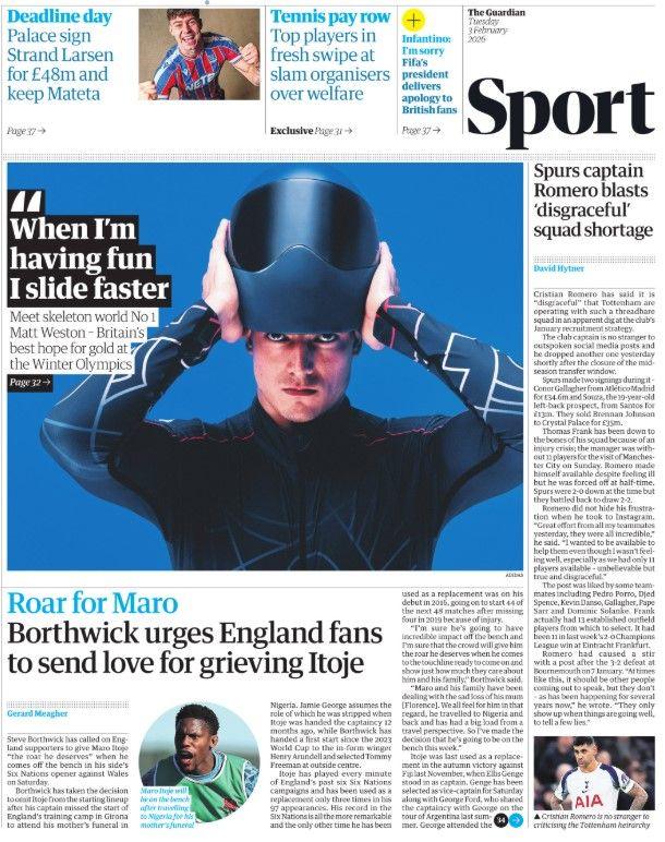 Guardian back page