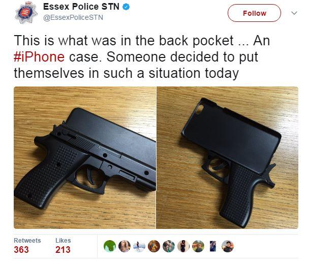 An iPhone holder in the shape of a gun