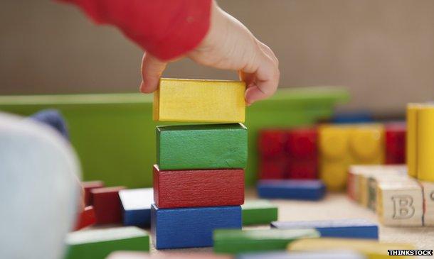 Child playing with blocks