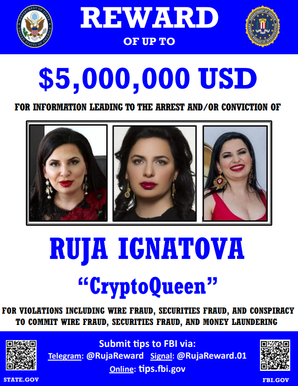 A wanted poster for the so-called CryptoQueen