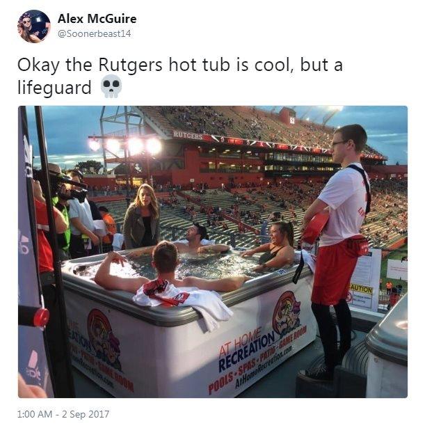 A picture of a hot tub at the University of Rutgers stadium