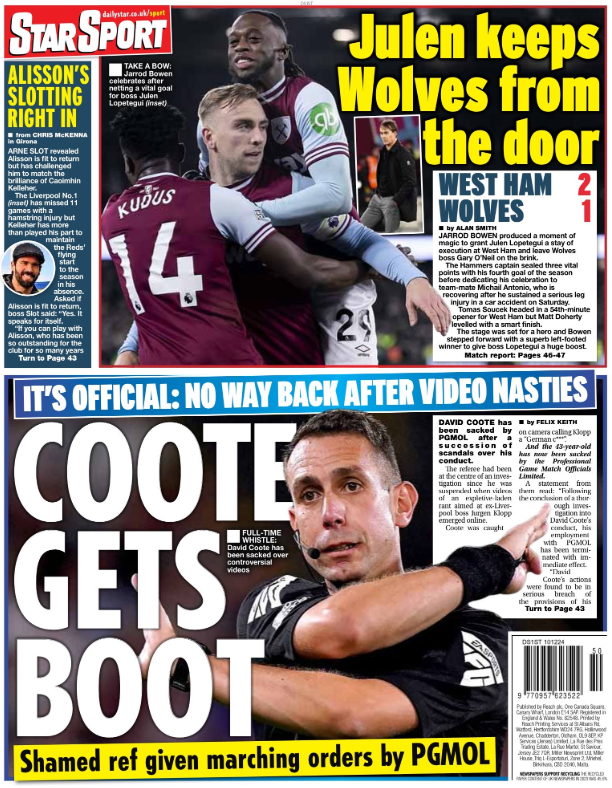 Back page of the Daily Star on 10 December 2024