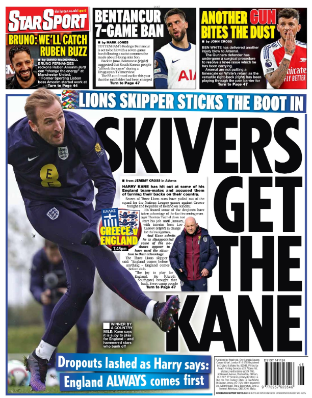 The back page of the Star