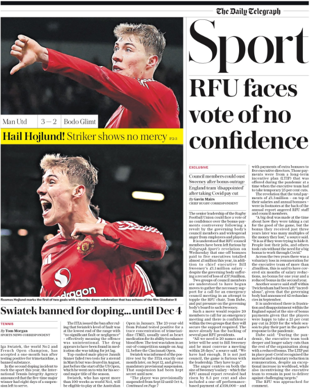 Telegraph back page