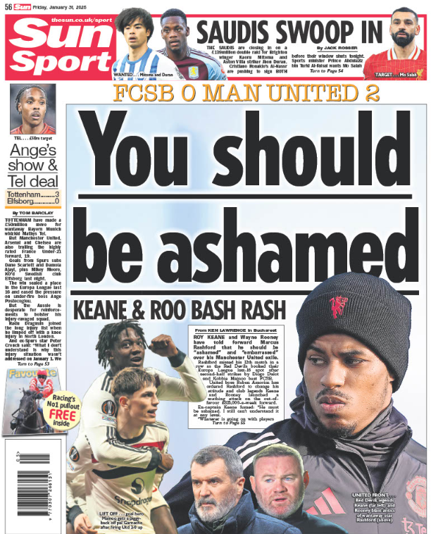 Sun back page on 31 January 2025