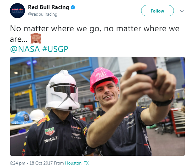 Red Bull F1 drivers at Nasa