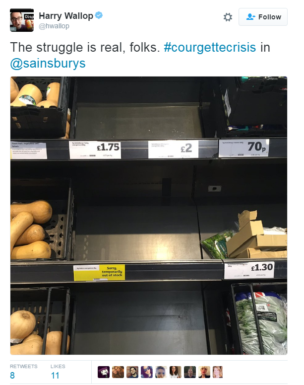 Empty courgette shelf