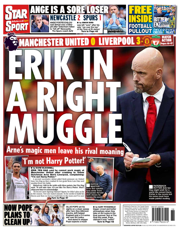 The back page of the Daily Star