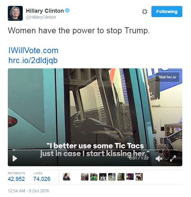 Clinton tweet: Women have the power to stop Trump