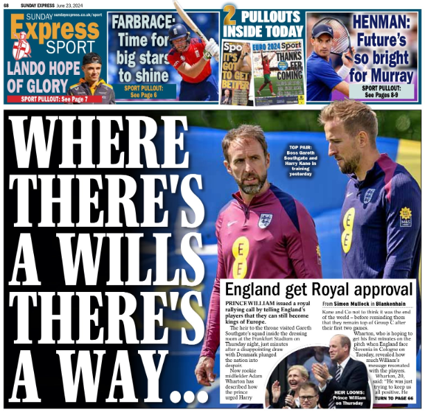 Back page of the Sunday Express on 23 June 2024