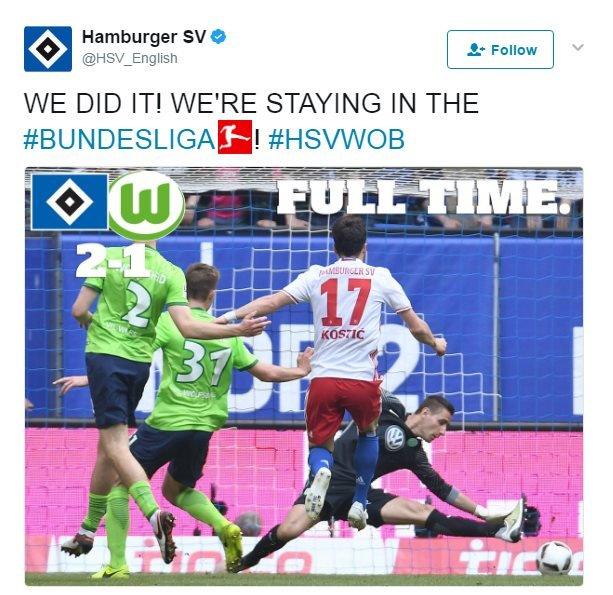 Hamburg celebrate Bundesliga survival