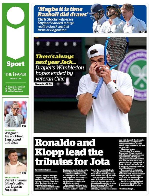 The back page of The i Paper