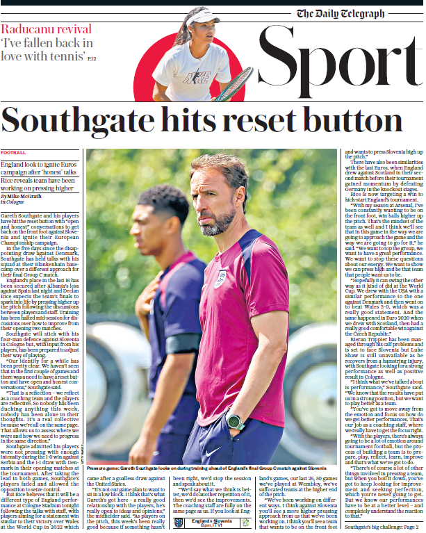 Telegraph back page