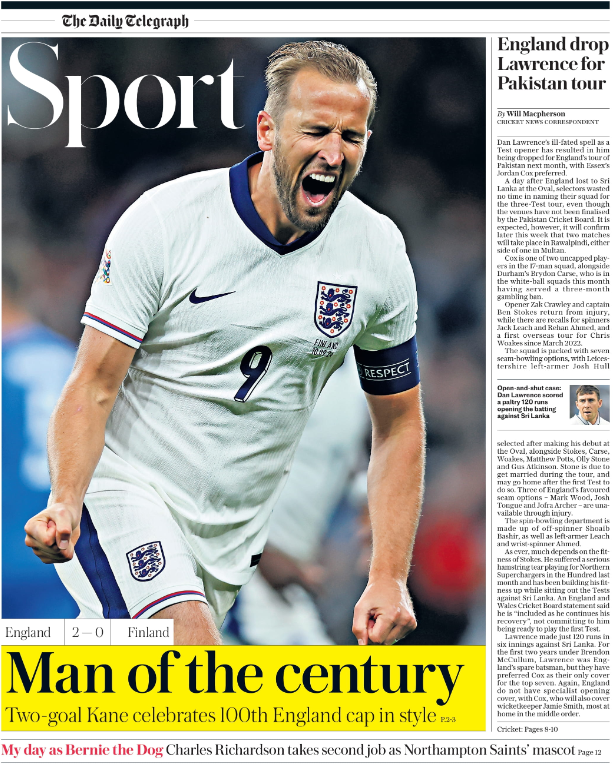 Telegraph back page