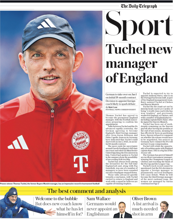 Telegraph back page