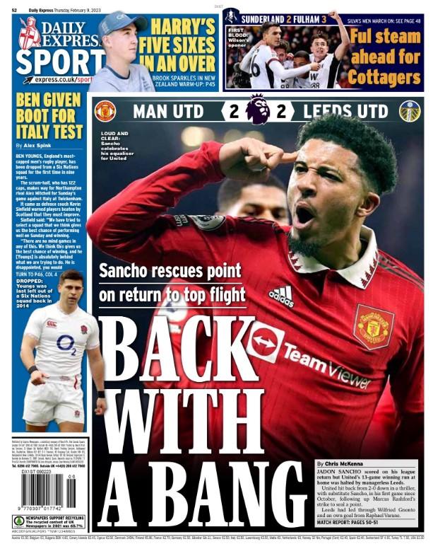The back page of the Daily Express
