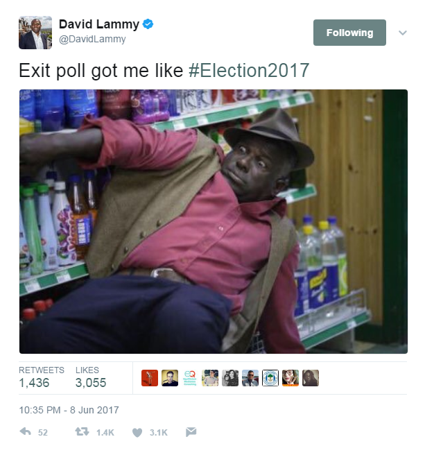 Labour's David Lammy, shocked by the result