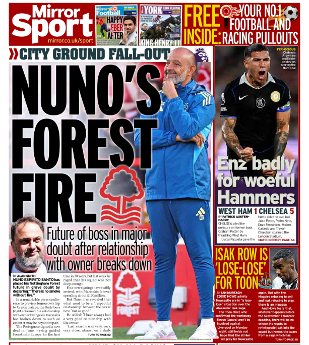The back page of the Mirror