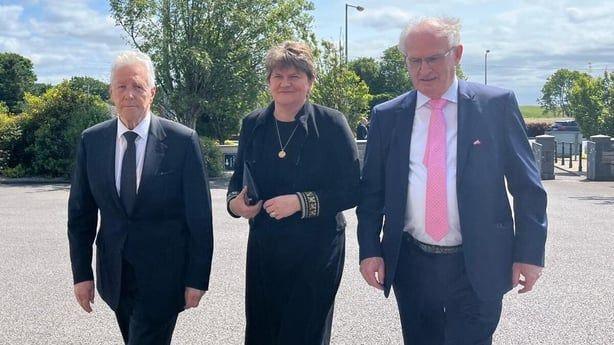 Former DUP leaders Arlene Foster and Peter Robinson who were those who attended his funeral mass