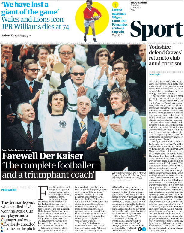 Guardian back page