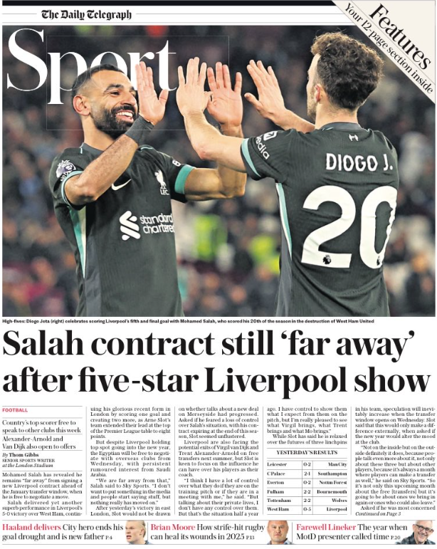 Telegraph back page