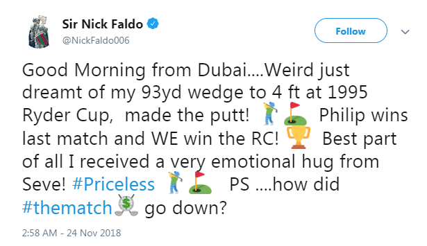 Nick Faldo tweet