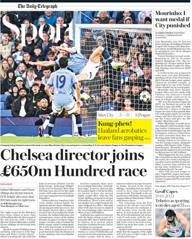 Telegraph main sport page