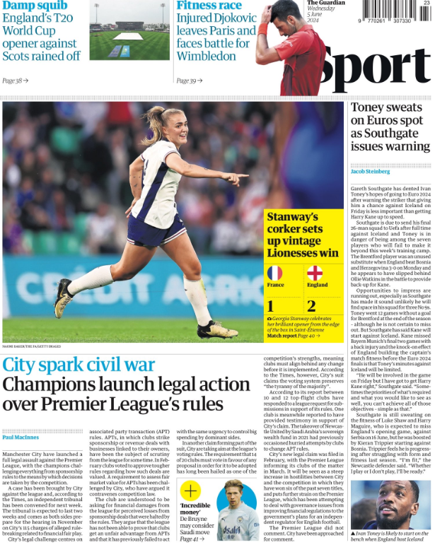 Guardian back page