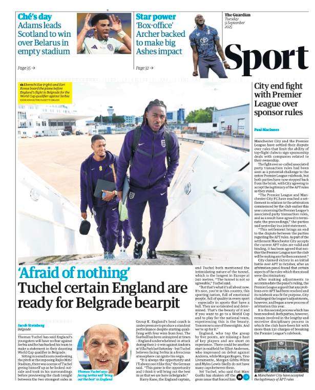 The back page of the Guardian