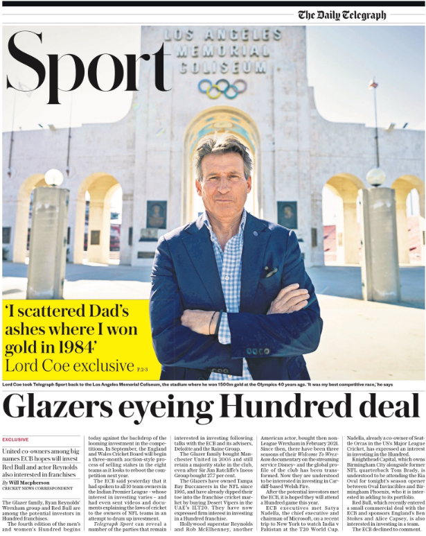 Telegraph sport page