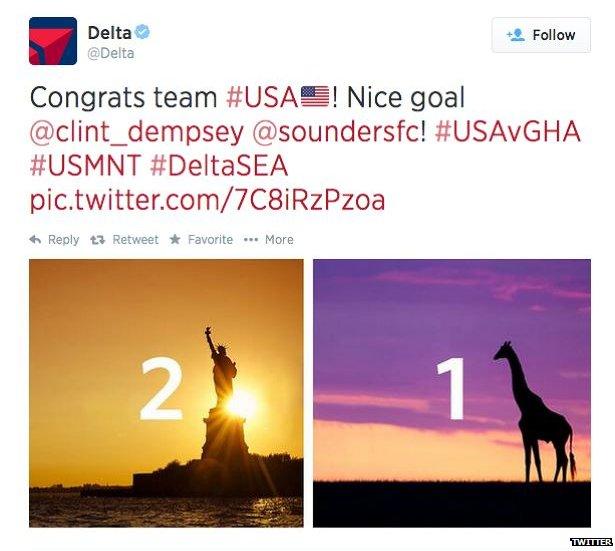 Delta tweet USA vs Ghana