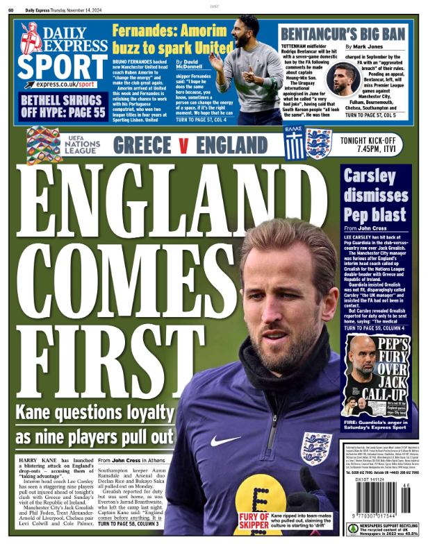 The back page of the Express