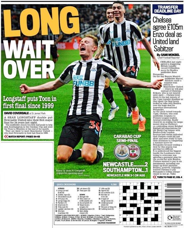 The back page of the Daily Mail