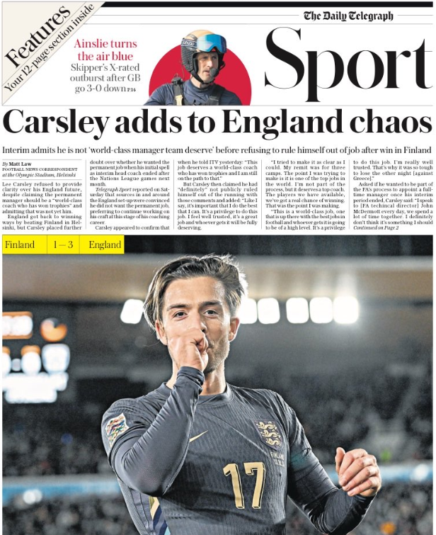 Telegraph back page