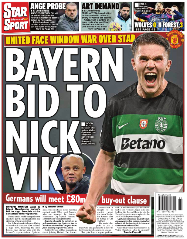 Back page of the Daily Star on 7 January 2025