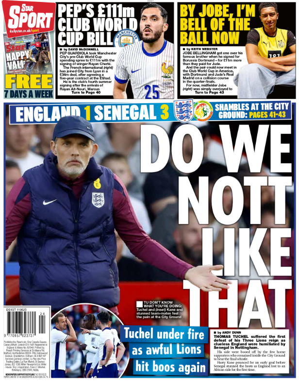 Back page of the Daily Star on 11 June 2025
