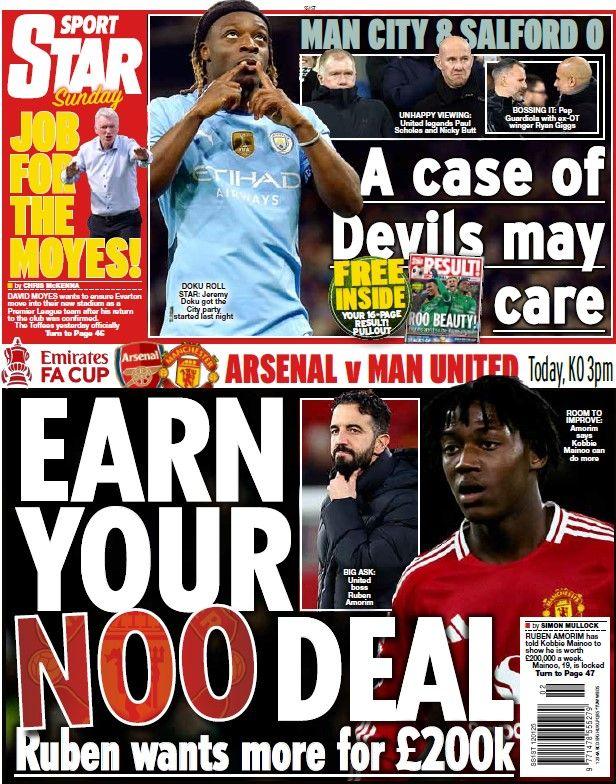 The back page of the  Daily Star on Sunday