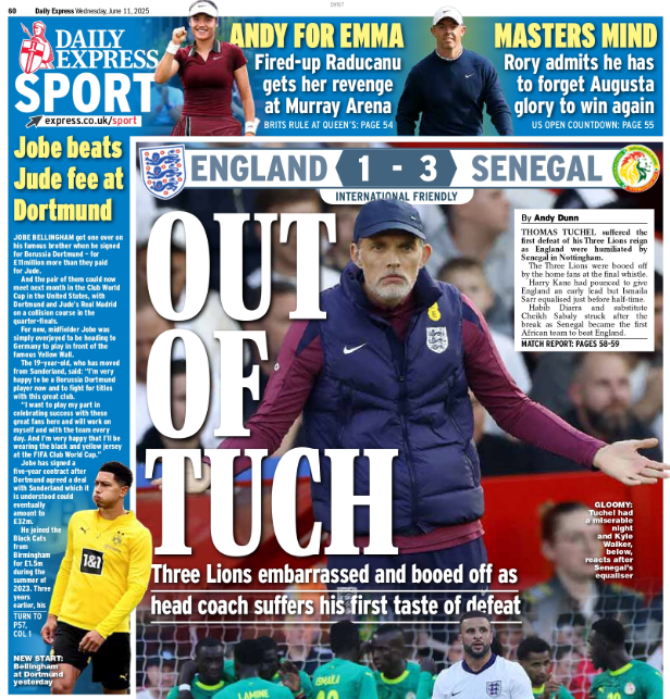 Back page of the Daily Express on 11 June 2025