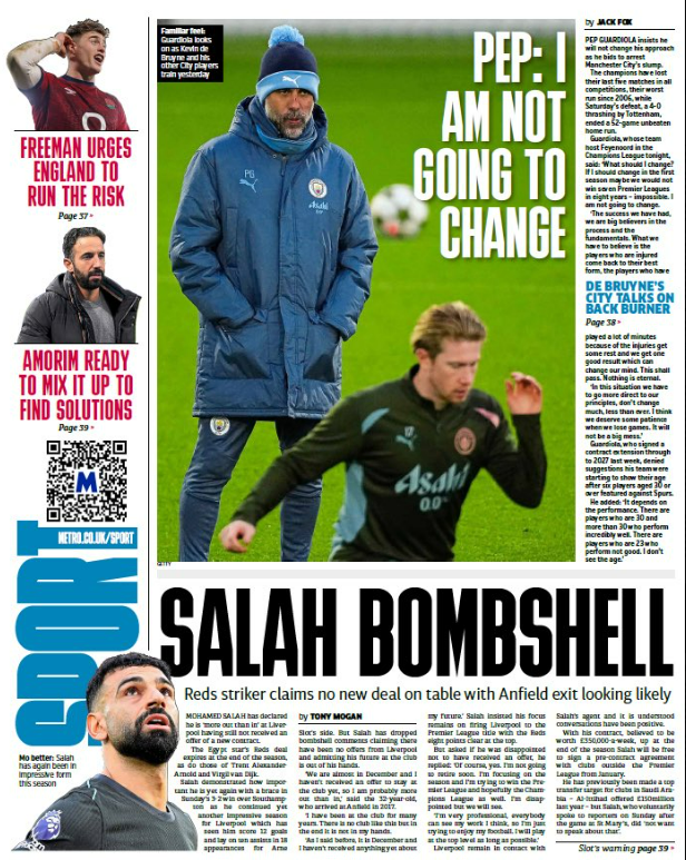 Back page of the Metro